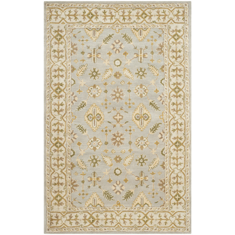 Tapis bleu clair / ivoire en laine touffeté à la main Tosca, Rectangle 3 pi x 5 pi