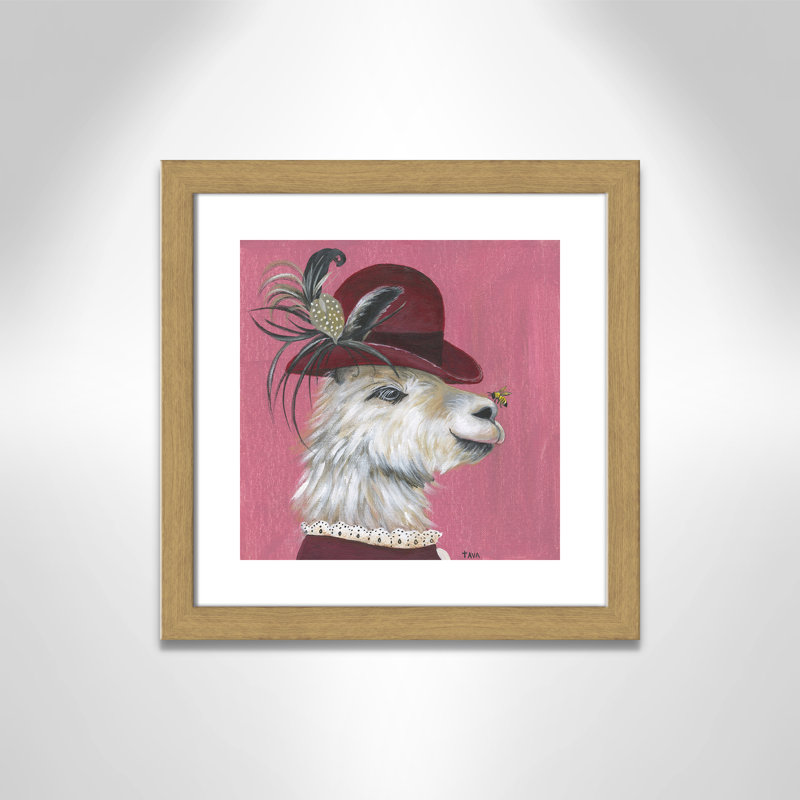 Art sur toile llama, H 18 po x l 18 po x P 0,625 po, Cadre en chêne