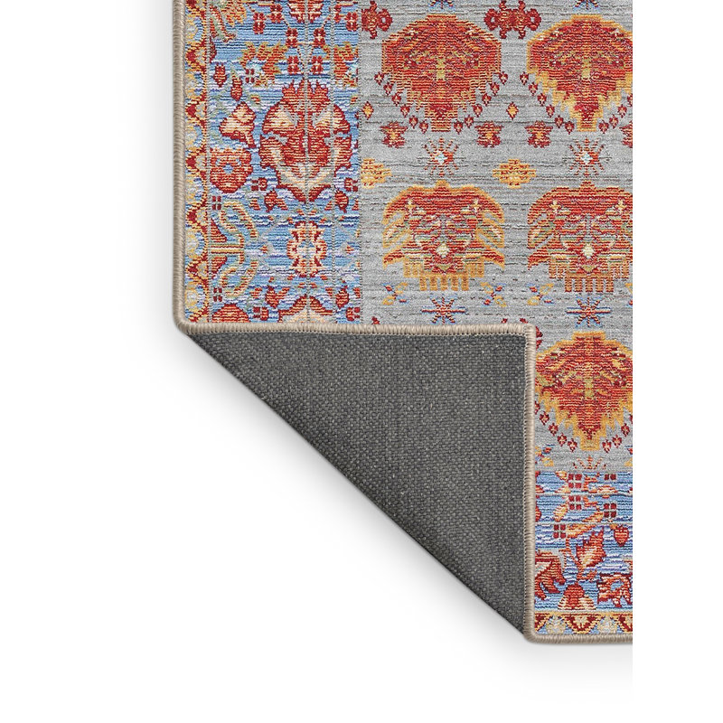 Tapis traditionnel rouge / bleu, Rectangle 5 pi x 7 pi