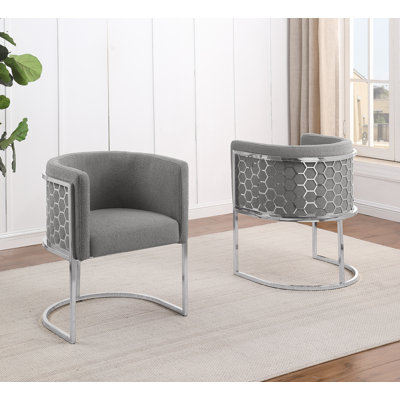 Teddy Boucle Fabric Side Chairs With Chrome Frame