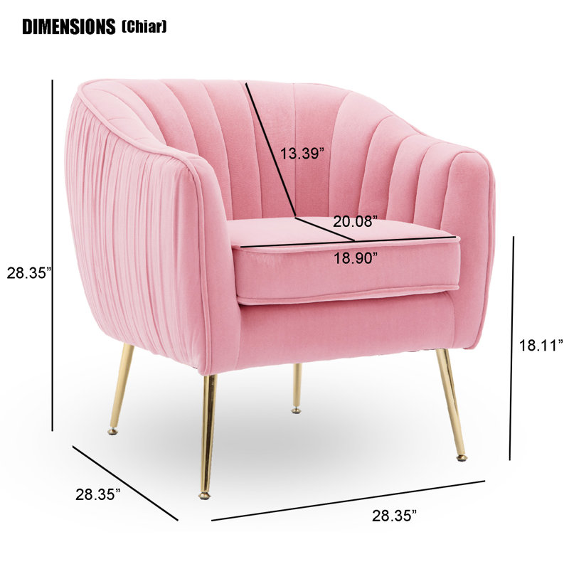 Velvet Accent Chair With Gold Finished Legs, Pink Velvet