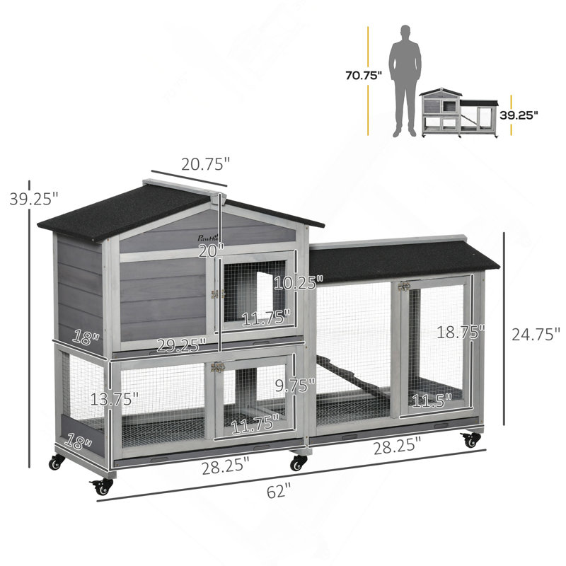 Cage à lapin en bois Pawhut