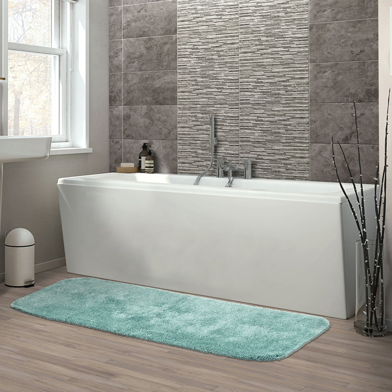 Billy-Dean Nylon Bath Rug with Non-Slip Backing, 22" W x 60" L, Sea Foam