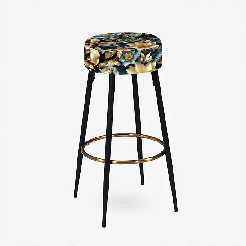 Ensemble de 2 tabourets de bar floraux Imperial Flair doré