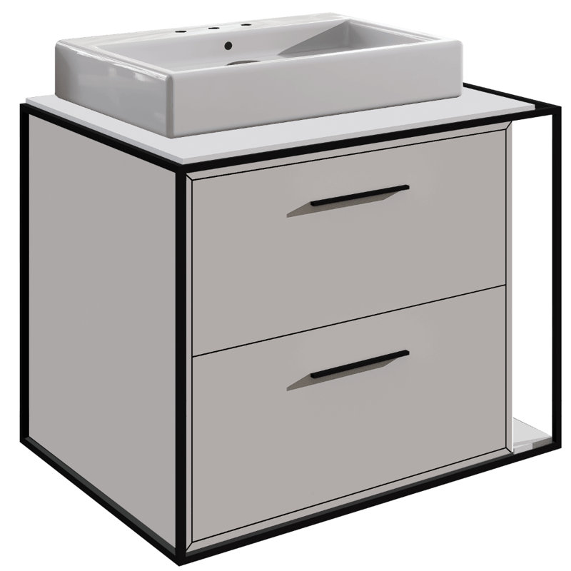 Linea 24'' W Single Vanity, 8" Widespread, Cloud, Matte Black