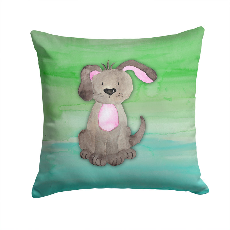 Coussin intérieur/extérieur en aquarelle pour chien, 14 po x 14 po