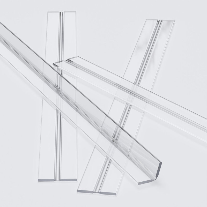 4x Clear 500 mm Acrylic / PC Low Profile Flexible Living Hinges, Continuous