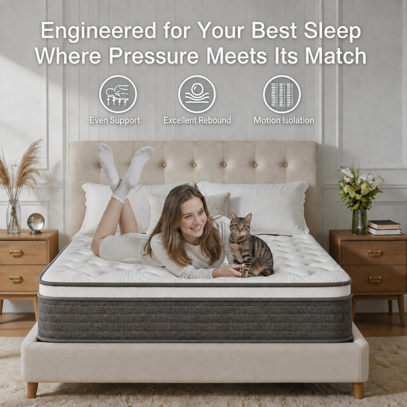 12" Medium Firm Cooling Hybrid Mattress in a Box with Gel Memory Foam & Pocket Springs, Pressure Relief, Motion Isolation, Edge Support, CertiPUR-US