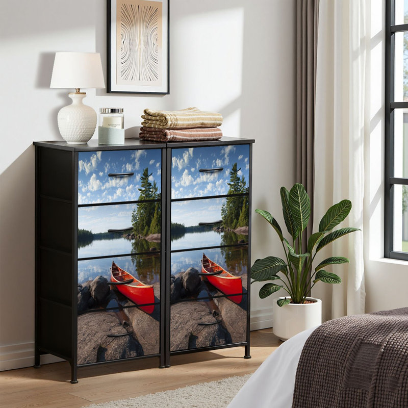 4 Drawer Dresser for Bedroom, Narrow Chest of Drawers, Wooden Top and Study Iron Frame 18"x37.5"-(WxH)