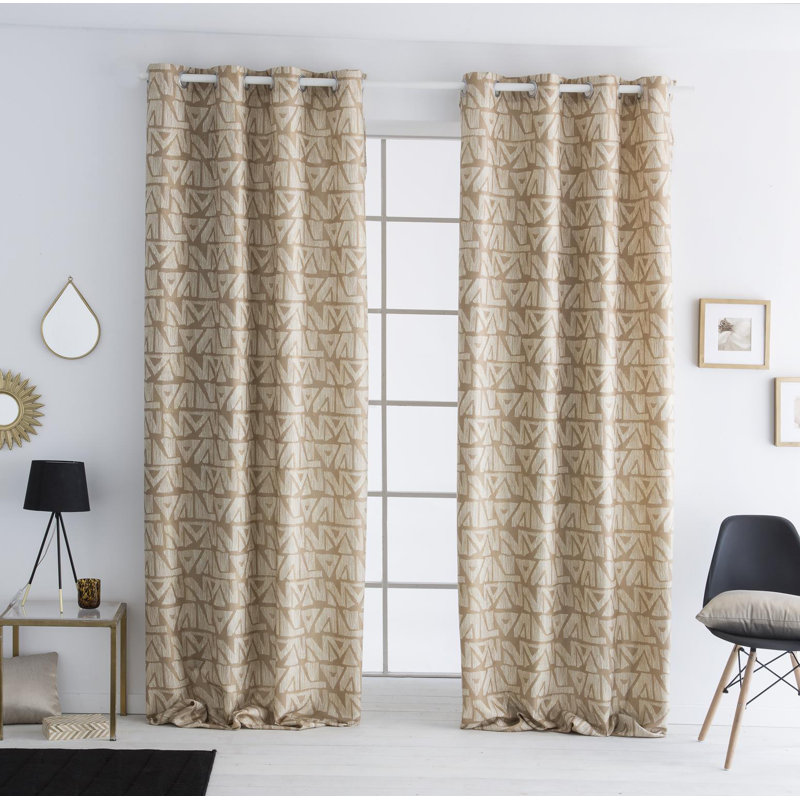 Larson Room Darkening Curtain Single Panel, Gold, 200 x 260 cm