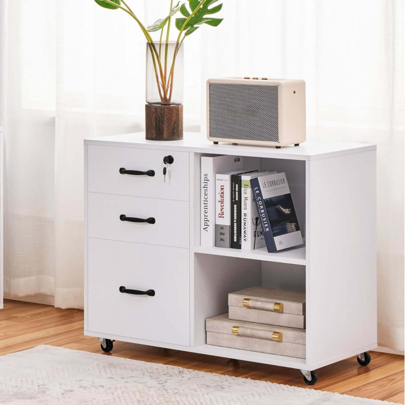 Brezina 80cm Wide 3 -Drawer File Cabinet, White