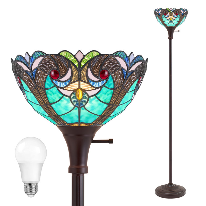 Lampe sur pied 70 po de style Tiffany avec abat-jour en verre coloré de 11 po, douille rotative, base E26, éclairage traditionnel rétro pour le salon, la chambre à coucher et le bureau