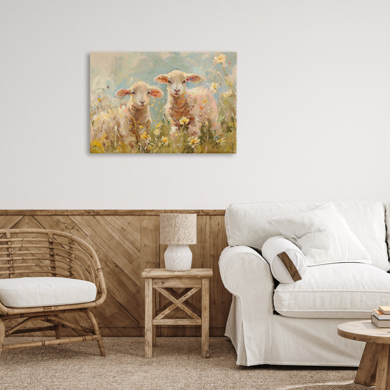 «Spring Lambs in Meadow Canvas», conception par LSR Design Studio, H 16 po x l 24 po