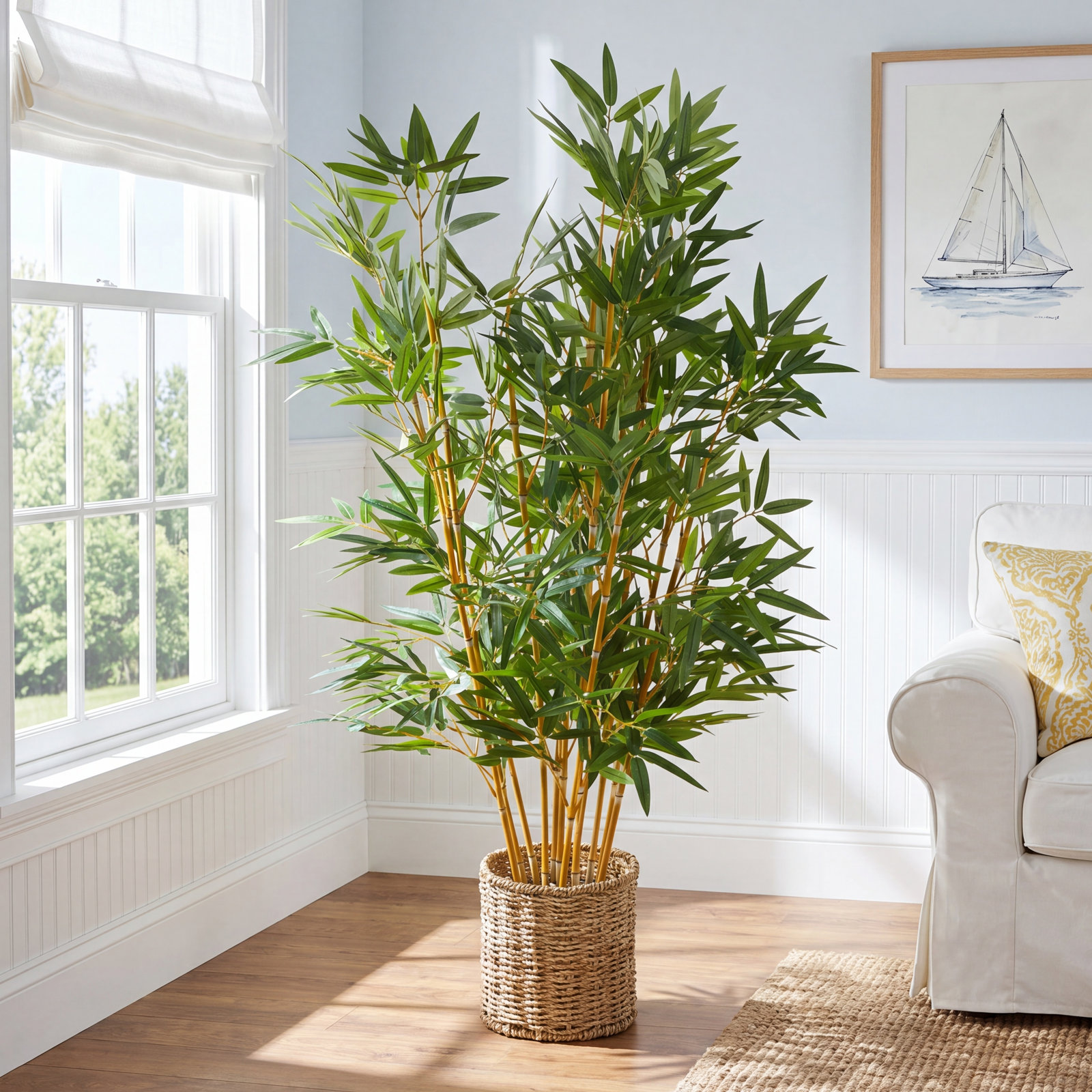 Bamboo Tree in Planter, Green, 40" H x 27" W x 27" D