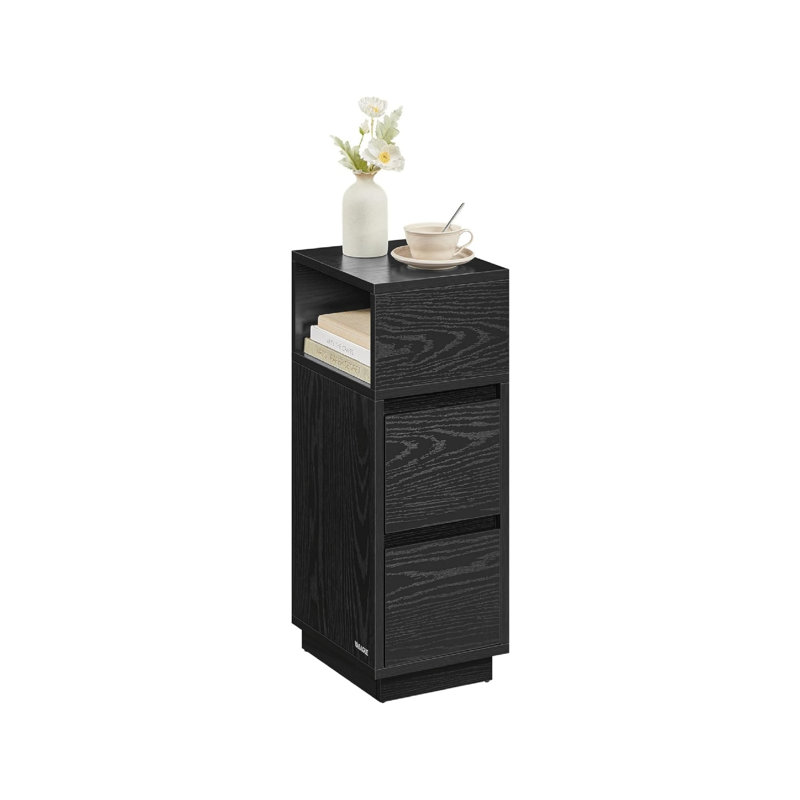 30cm W Manufactured Wood Bedside Table, Black