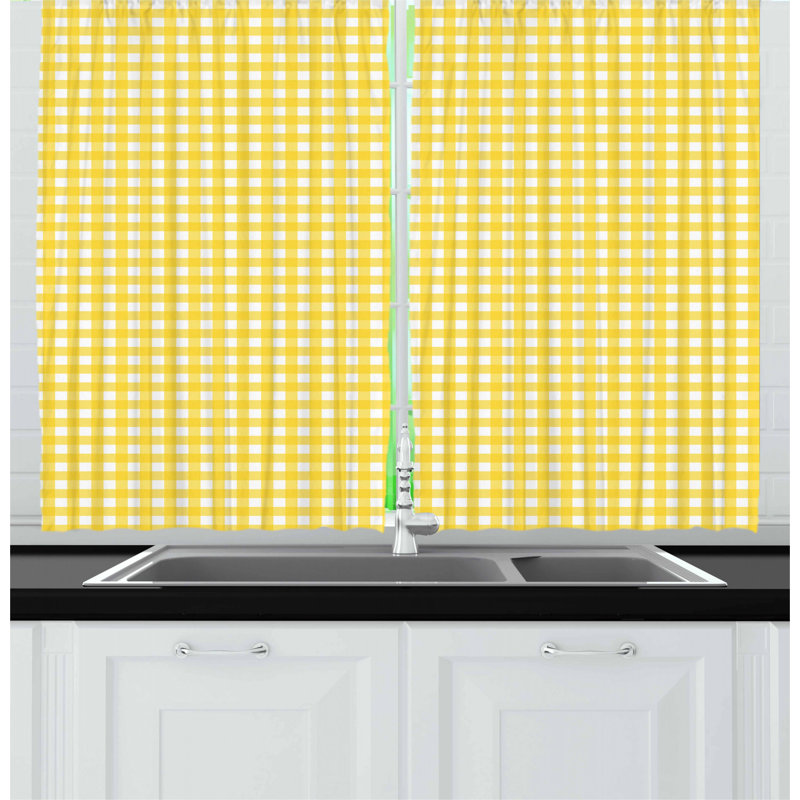 Plaid Pointed Kitchen Curtain