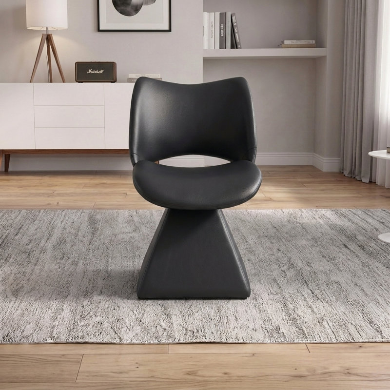 Chaise pivotante moderne avec siège rembourré et dossier haut, Black