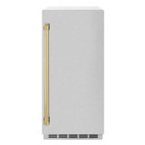 ZLINE Autograph 15 inch Touchstone Clear Cube Ice Maker w/ Polished Gold Handle
