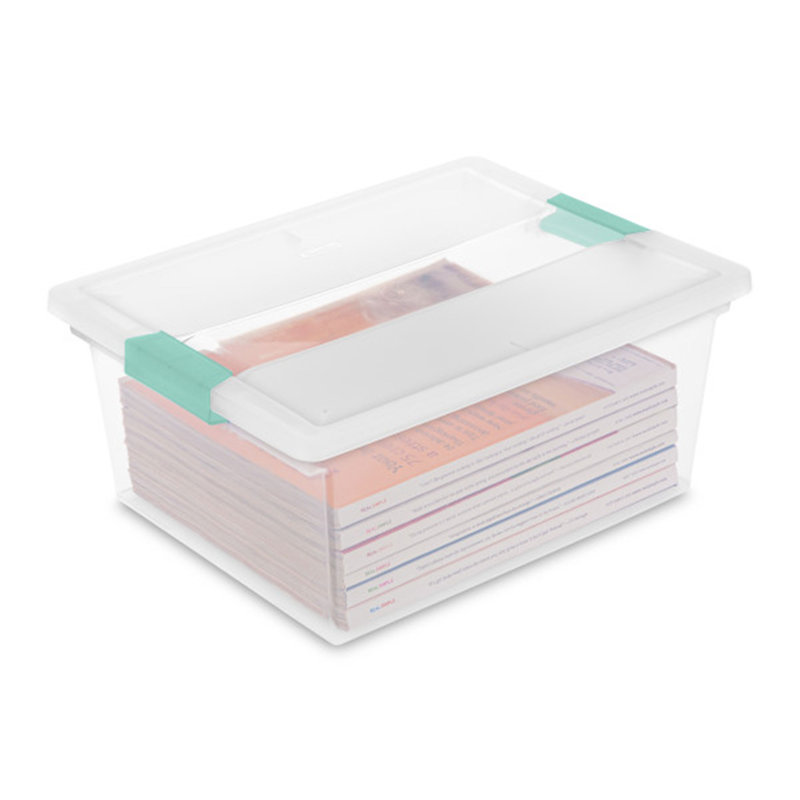 Sterilite Plastic Stackable Storage Bin w/Clear Latch Lid, 8, 4.22 quarts