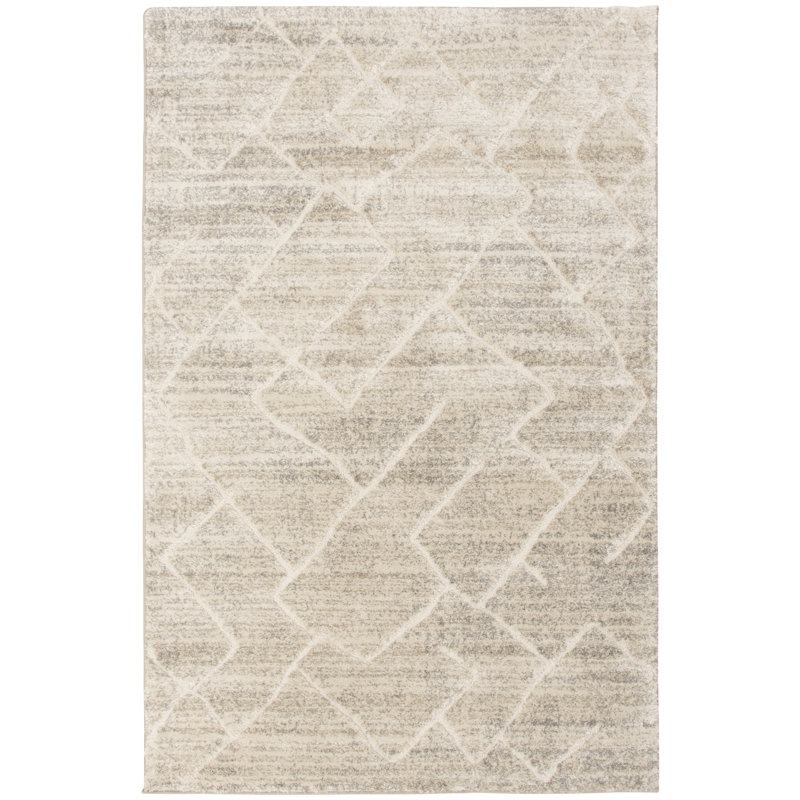 Tapis d'intérieur en polyester beige à motif abstrait 5 pi x 7 pi 6 po Brayden Studio® Hamadi, Rectangle 5 pi x 7 pi 6 po