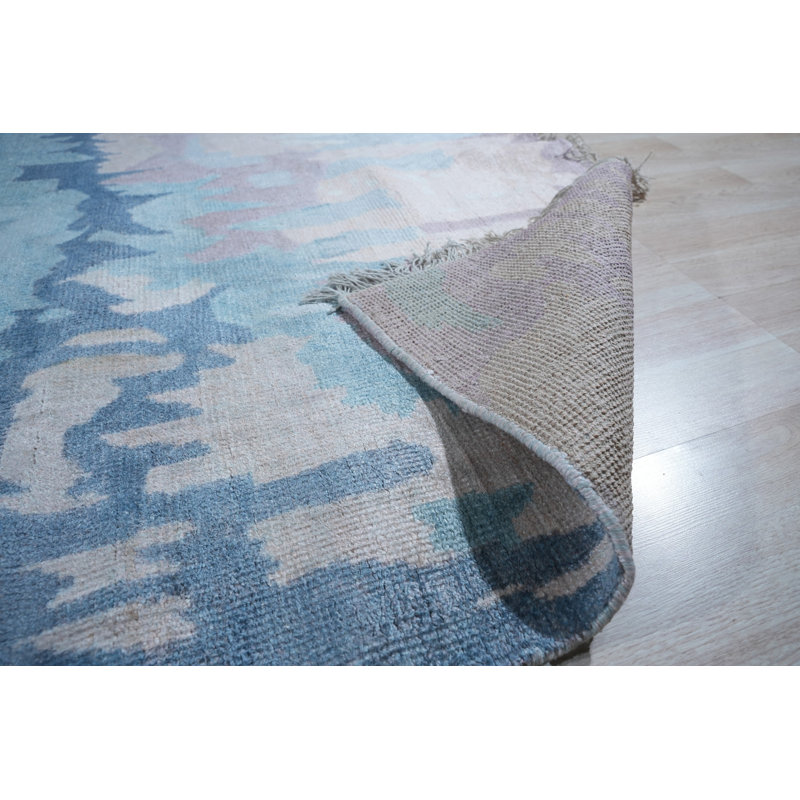 Tapis en soie de bambou noué à la main multicolore Iris Bianca