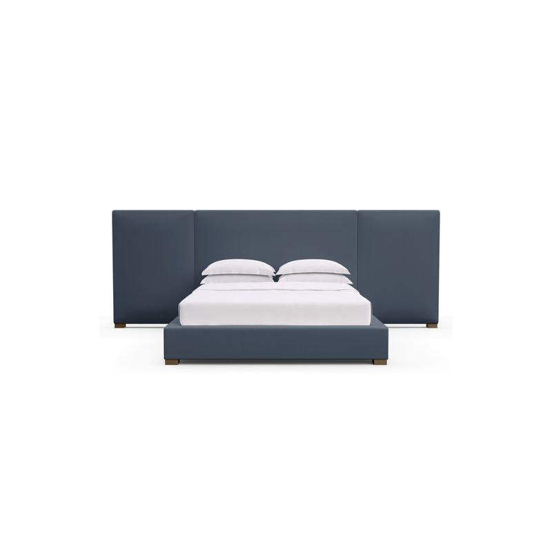 Prospect Upholstered Bed, Weathered, Box Weave Linen Black Jack, Queen