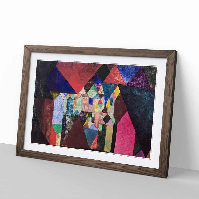 XX-A-1271X Municipal Jewel by Paul Klee - Picture Frame Painting, Walnut Framed, 36cm H x 48cm W x 2cm D