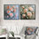 «Pink Green Feminine Flair Roses I», art mural roses - décoration murale moderne 2 pièces