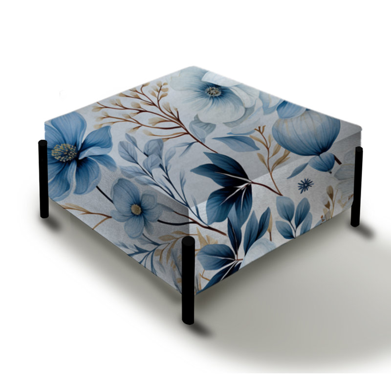 Motif botanique arctique bleu et blanc II avec grand motif floral arctique