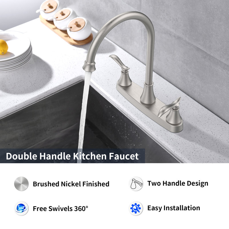 Single Handle High Arc Brushed Nickel Pull Out Kitchen Faucet,Single Level Stainless Steel Kitchen Sink Faucets With Pull Down Sprayer