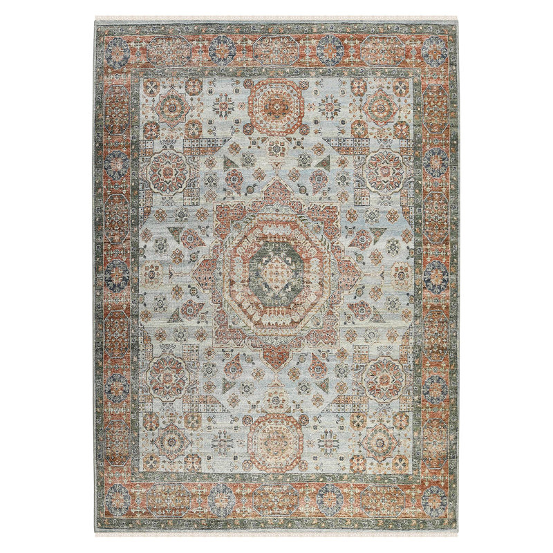 Wool Geometric Area Rug in Blue, Rectangle 2' x 3'