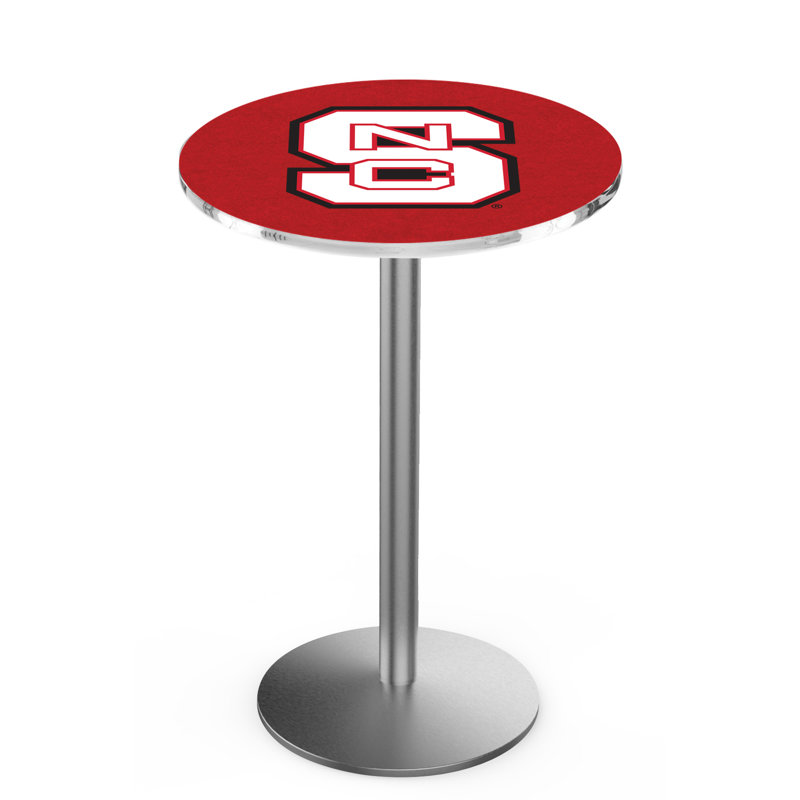 Round Metal Base Dining Table, Stainless Steel, North Carolina State University