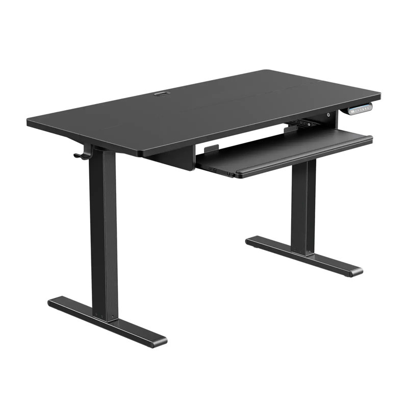 48'' W Adjustable Standing Desk With Keyboard Tray For Home Office, Black