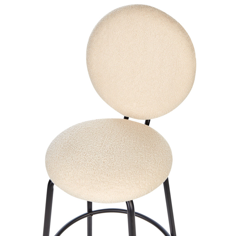 Rheuark Upholstered Counter Stool with Metal Frame, Light Beige