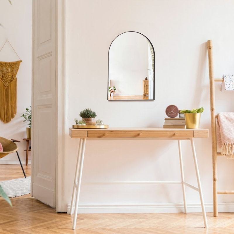 Mood Premium Arch Bathroom Mirror Framed Wall Mounted, Recessed Arched Frame Modern & Stylish, Matte Black, 50 cm x 40 cm