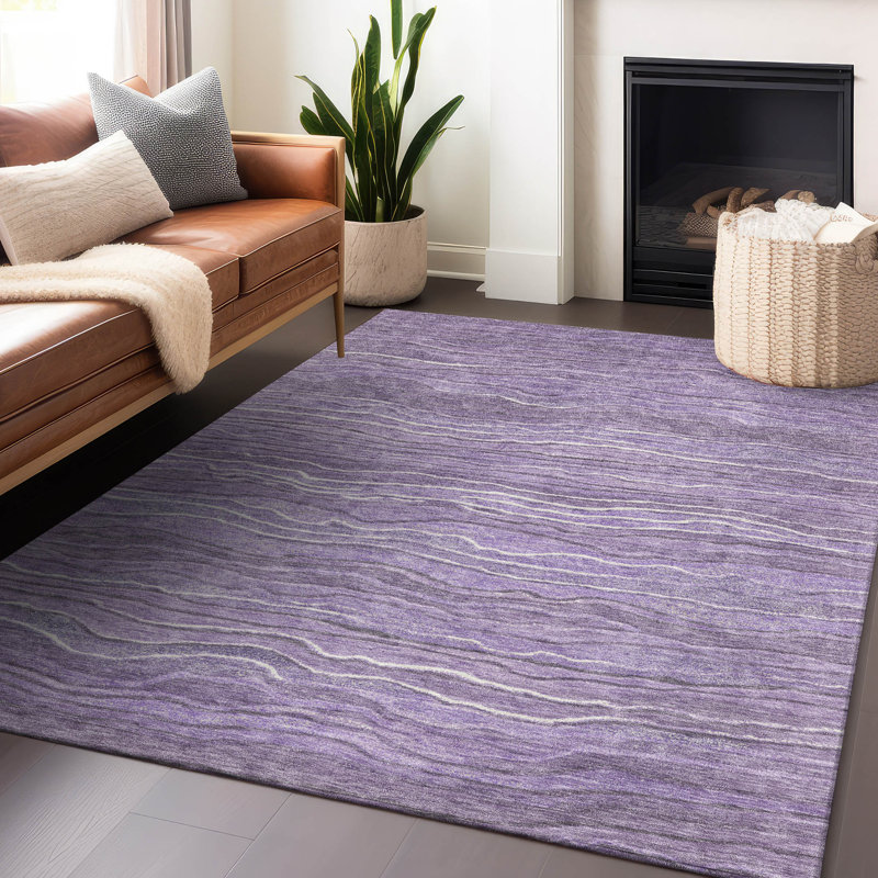 Machine Washable Indoor/Outdoor Cinead ACN1704 Purple Rug, Rectangle 10' x 14'