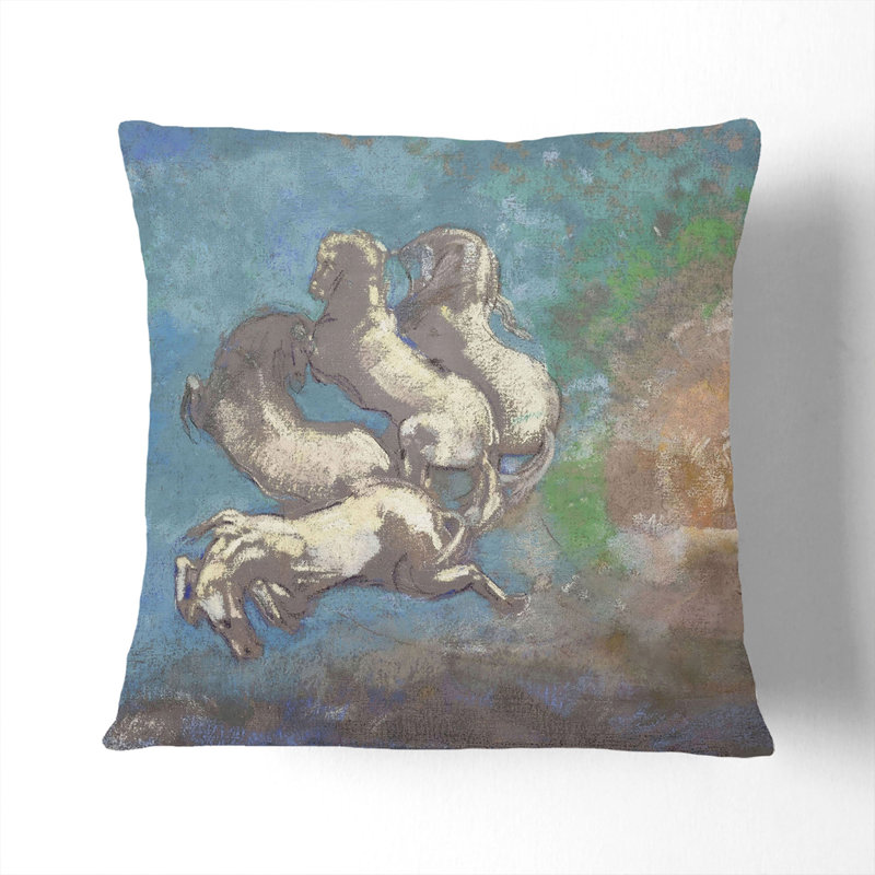 White Horses Scatter Cushion, Stone, 55cm H x 55cm W x 20cm D