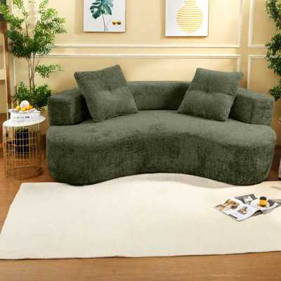 Compact Green Sofas, Boneless Upholstered Couch for Living Room