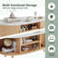 Table basse ovale de rangement Mid-Century avec portes coulissantes Tambour-126423196