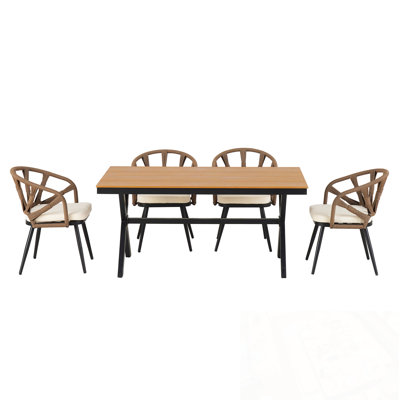 5-Piece Wooden Dining Table Set with 4 Chairs