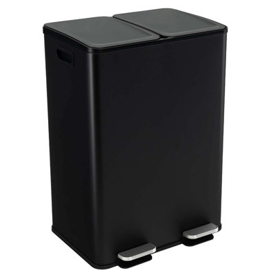 Plastic,Stainless Steel Step On Multi-Compartment Trash/Recycling Bins - 16 Gallons