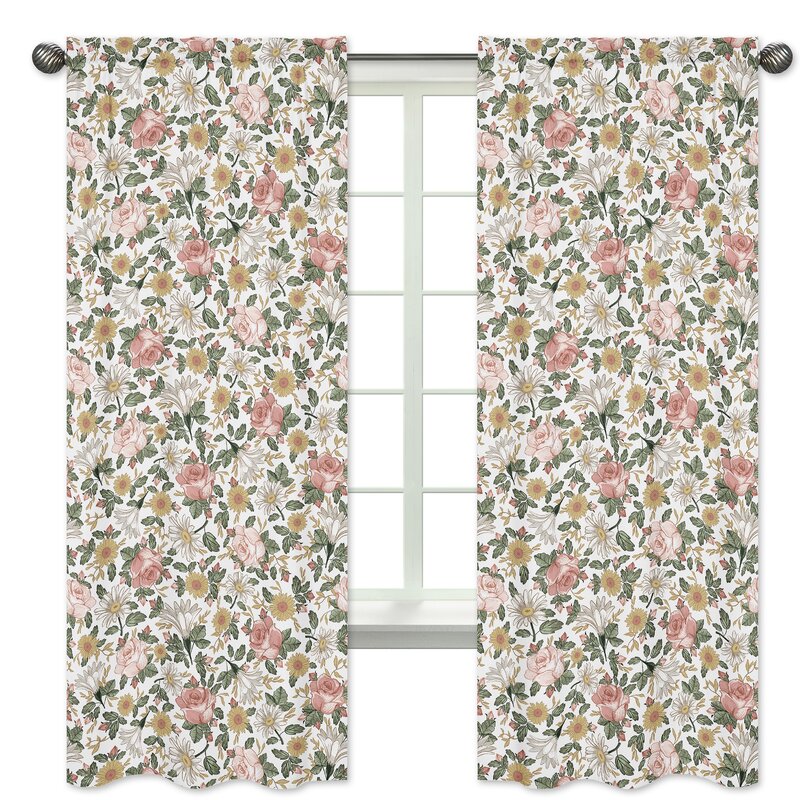 Sweet Jojo Designs Vintage Floral Semi-Sheer Rod Pocket Curtain Panels ...
