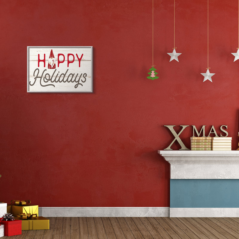 Gnome de Noël Joyeuses Fêtes, Estampe numérique Farmhouse, H 16 po x l 20 po