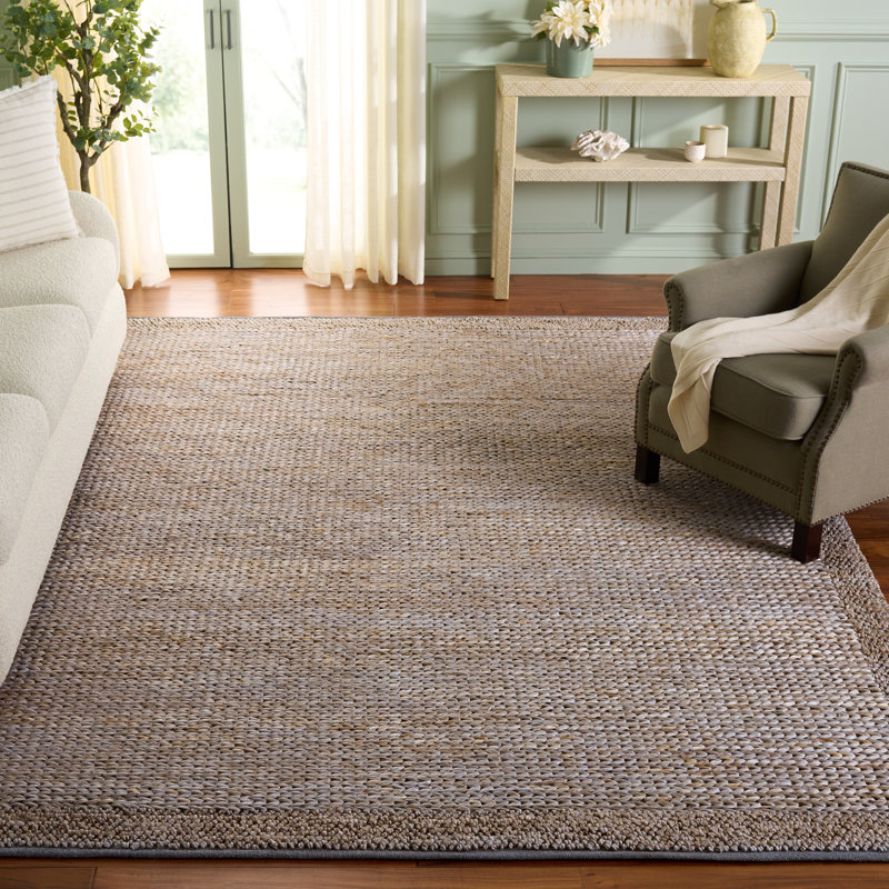 Tapis gris en fibre naturelle 954, Rectangle 8 pi x 10 pi