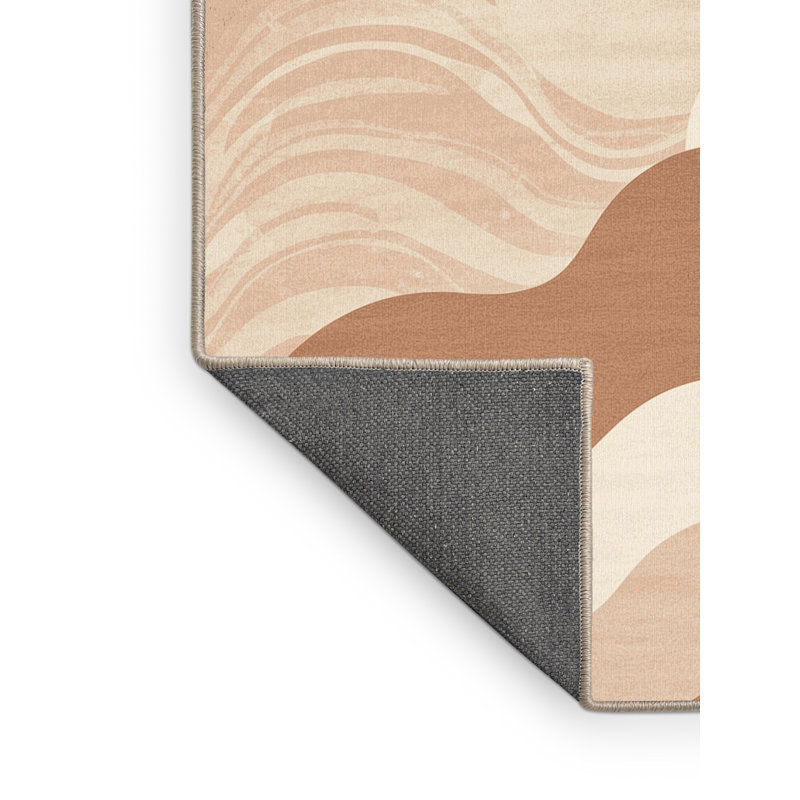 Tapis beige moelleux doux et moelleux de couleur unie minimaliste Ebbert, 7' Round