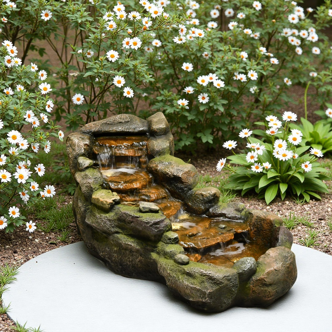 Arani Hand Crafted Weather Resistant Floor Fountain with Light Bumilgar