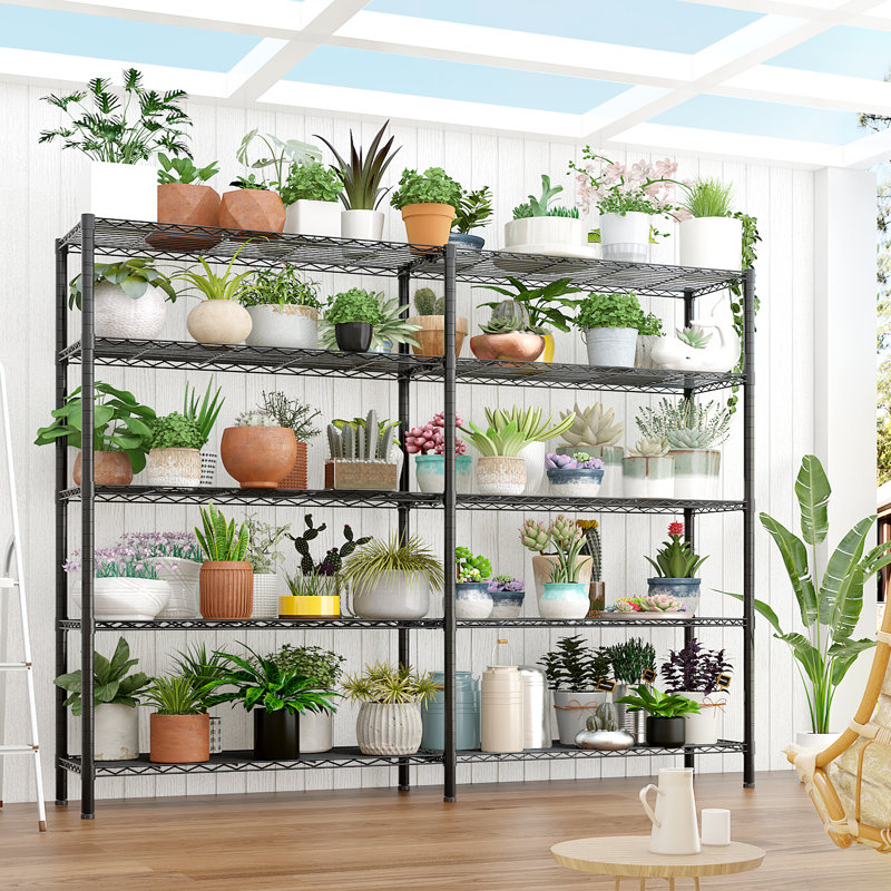 5-Tier Steel Height -Adjustable Storage Rack Heavy Duty Shelving Unit, Black, 70.87" H x 69.69" W x 15.75" D