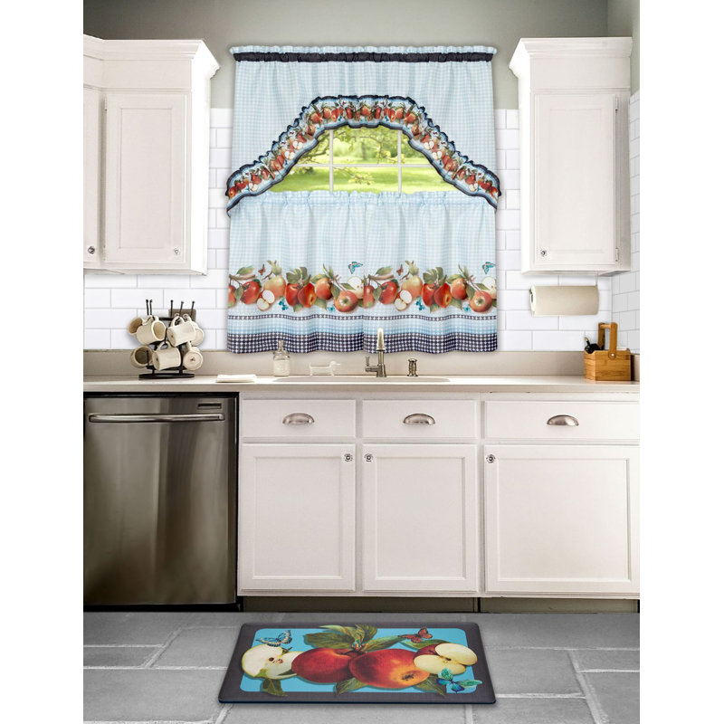 Tejeda Plaid Tailored Kitchen Curtain, 57" W x 24" L