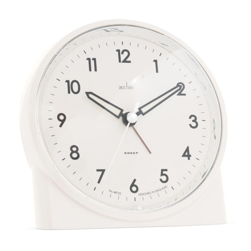 Acctim Arlo Non-Ticking Sweep Luminous Tipped Hands Analogue Backlight Alarm Clock, Buttermilk