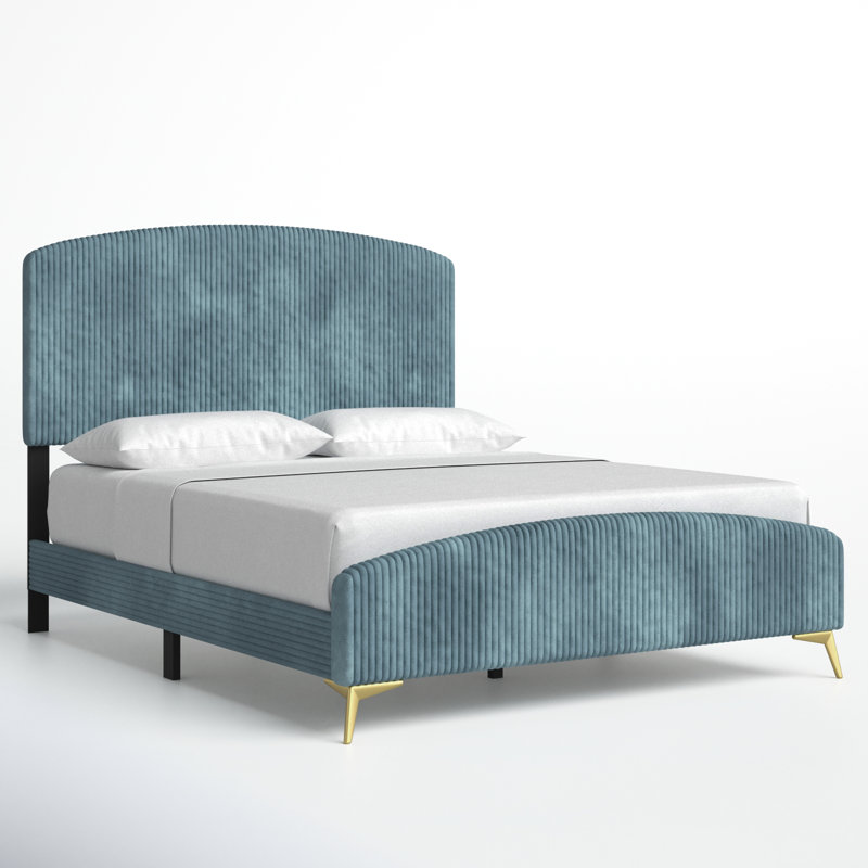 Alphonse Upholstered Standard Bed, Blue Velvet, Full